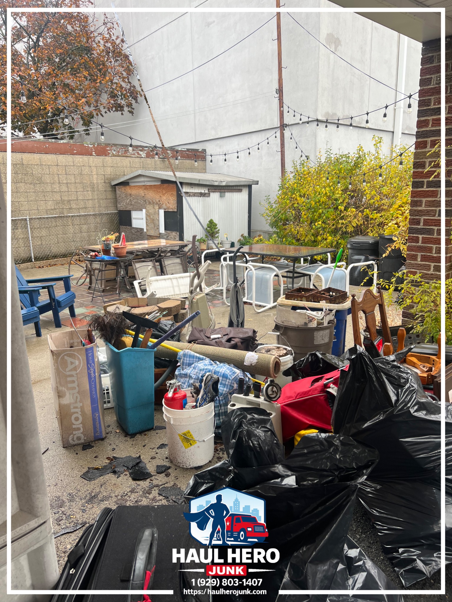 Outdoor area cluttered before junk removal